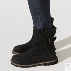 Birkenstock Uppsala Shearling Suede Leather Black Boots
